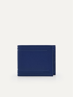 Navy Men's Pedro Leather with Insert Bifold Wallet | PLXFIB-326