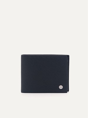 Navy Men's Pedro Leather with Insert Bifold Wallet | VQFHGN-048