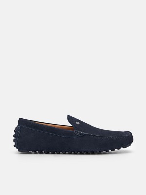 Navy Men's Pedro Nubuck Moccasins | AFSNIB-197