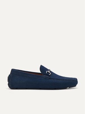 Navy Men's Pedro Smooth with Horsebit Loafers | ANSGKQ-135