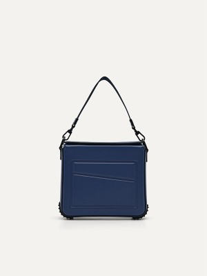 Navy Men's Pedro Square Sling Bag | CTZBRJ-738