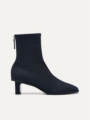 Navy Women's Pedro Denim Vanessa Ankle Boots | AFPIQN-289