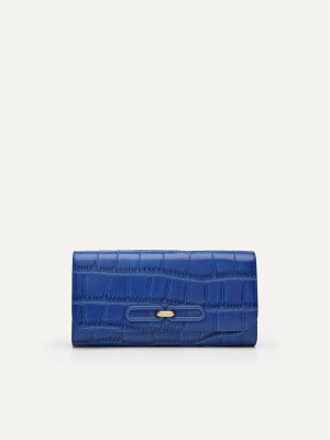 Navy Women's Pedro Studio Leather Bifold Wallet | CXPYJF-037