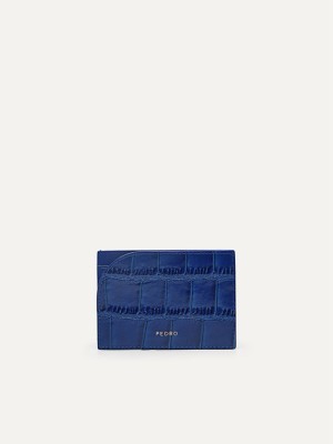 Navy Women's Pedro Studio Leather Card Holder | FGHPAN-190