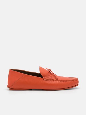 Orange Men's Pedro Leto Leather Moccasins | ULTWBV-295