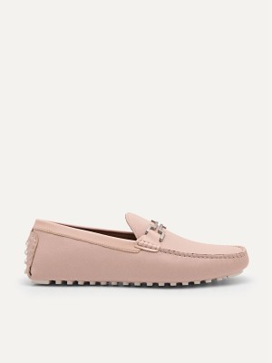 Pink Men's Pedro Embossed Bit Moccasins | DWXGAV-146