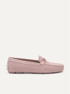 Pink Women's Pedro Icon Suede Moccasins | SKVWMU-185