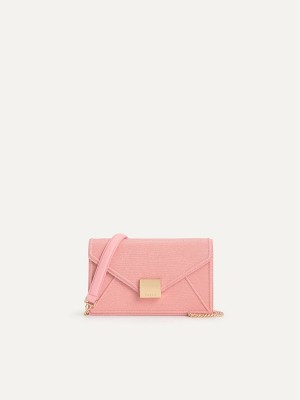 Pink Women's Pedro Lizard-Effect Leather Envelope Travel Organizer Wallet | BIEHGS-463