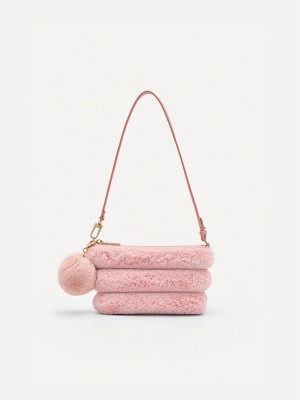 Pink Women's Pedro Padded with Fur Charm Wallet | ZTUQPL-851