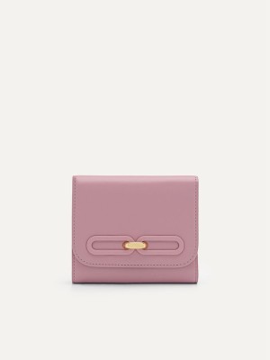 Pink Women's Pedro Studio Leather Trifold Wallet | GVQECD-325