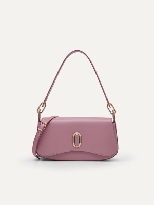 Pink Women's Pedro Studio Rift Leather Shoulder Bags | ITJGPR-789