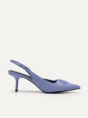 Purple Women's Pedro Icon Leather Pointed Slingback Pumps | JOVFHA-510