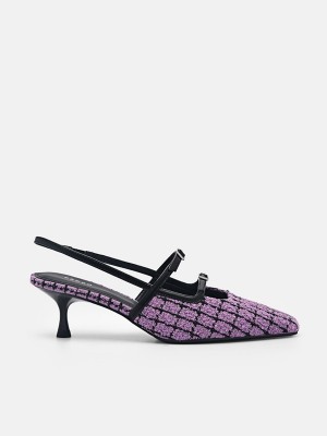 Purple Women's Pedro Maggie Tweed Pumps | IYZGNR-302