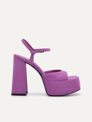 Purple Women's Pedro Selma Platform Heels Sandals | RFOIVE-748