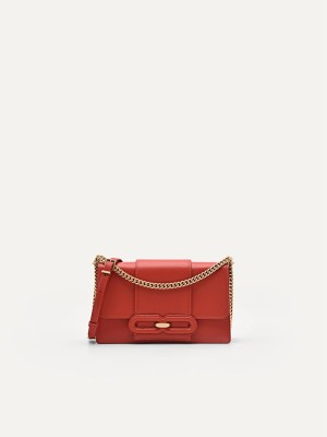 Red Women's Pedro Studio Kate Leather Shoulder Bags | QSCVYM-251