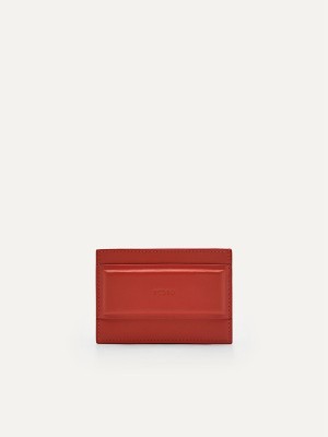 Red Women's Pedro Studio Leather Card Holder | LMUZPX-012