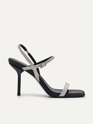 Silver Women's Pedro Celeste Slingback Heels Sandals | XBEGPV-362