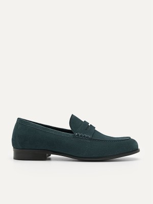 Turquoise Men's Pedro Leather Penny Loafers | ULEBDZ-923