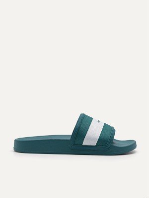 Turquoise Men's Pedro Nylon Fabric Banded Slides | HBAYUX-860