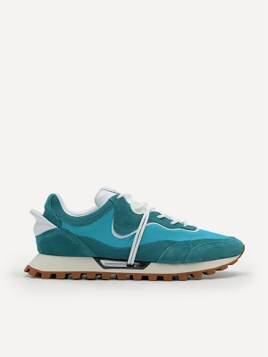 Turquoise Men's Pedro Suede Spur Sneakers | FNRXQE-928