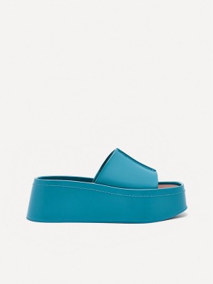 Turquoise Women's Pedro Carmen Platform Sandals | ZJSHNX-893