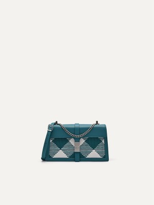 Turquoise Women's Pedro Studio Farida Woven Shoulder Bags | OTCIHR-467