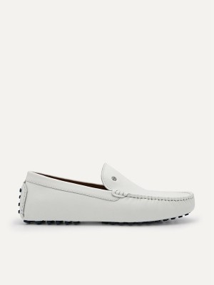 White Men's Pedro Leather Moccasins | AYGOXV-074