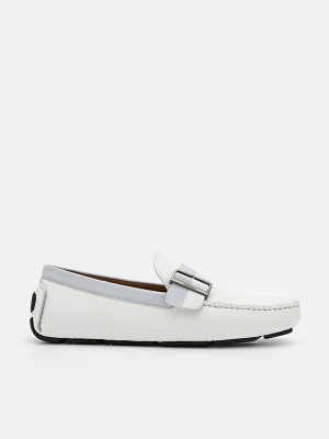 White Men's Pedro Ripley Leather Moccasins | WYDXAI-361