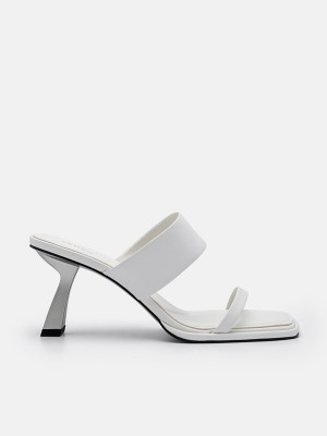 White Women's Pedro Amelie Leather Heels Sandals | OKGQRB-495