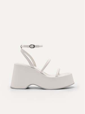 White Women's Pedro Aryna Platform Sandals | QMAEFX-830