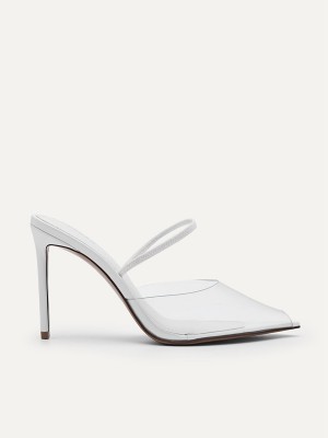 White Women's Pedro Megan See-Through Slingback Pumps | PYBCLZ-865