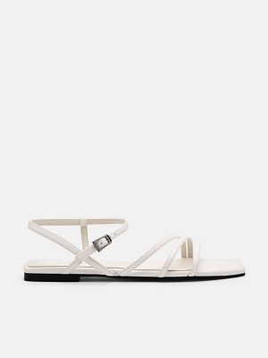 White Women's Pedro Peggy Ankle Strap Sandals | YTNKVX-064