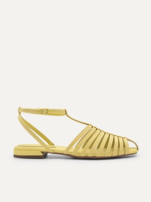 Yellow Women's Pedro Palma Caged Sandals | EBNUPX-457