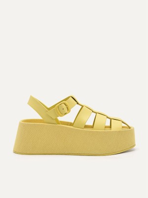 Yellow Women's Pedro Palma Platform Sandals | WOUITF-152