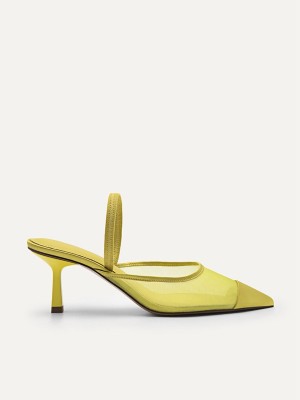 Yellow Women's Pedro Rina Mesh Slingback Pumps | HSEUDQ-476