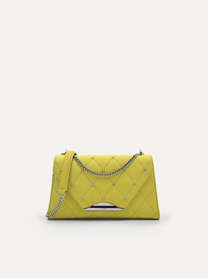 Yellow Women's Pedro Rina Satin Shoulder Bags | SRAIGW-025