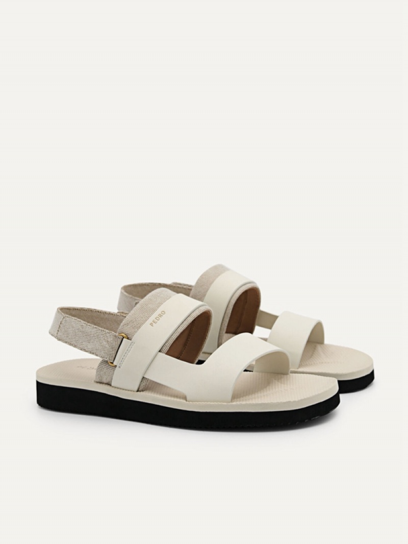 Beige Men's Pedro Back Strap Sandals | LKRSEC-296