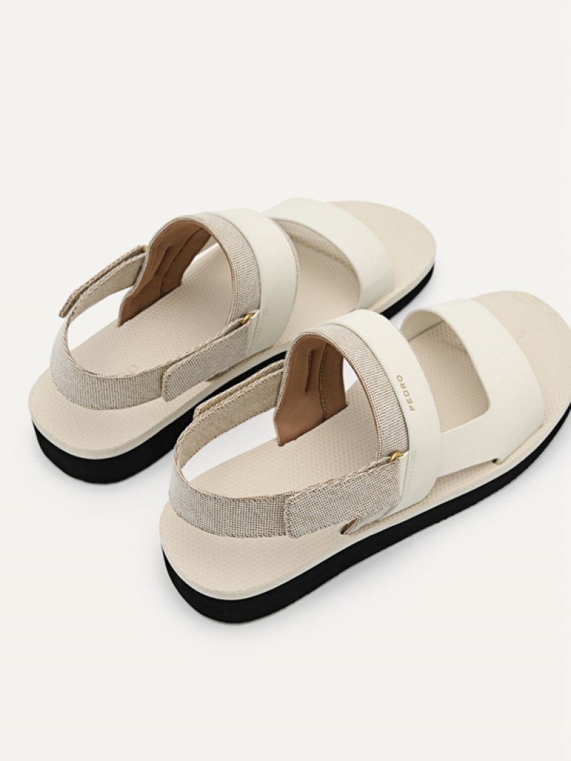 Beige Men's Pedro Back Strap Sandals | LKRSEC-296