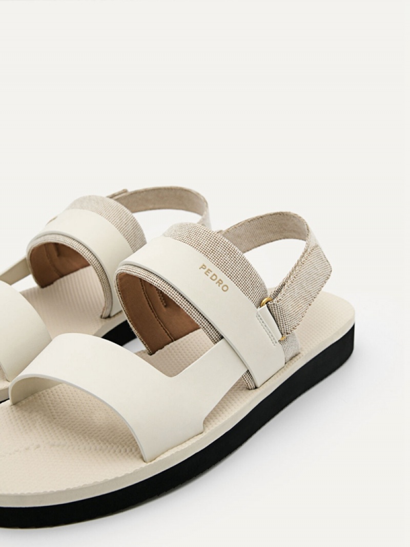 Beige Men's Pedro Back Strap Sandals | LKRSEC-296