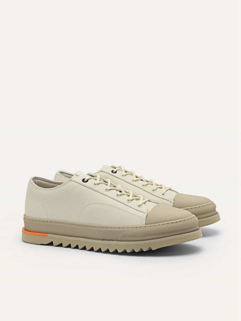 Beige Men's Pedro Owen Court Sneakers | THJKXN-974