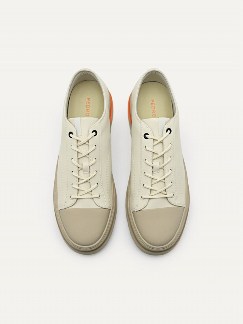 Beige Men's Pedro Owen Court Sneakers | THJKXN-974