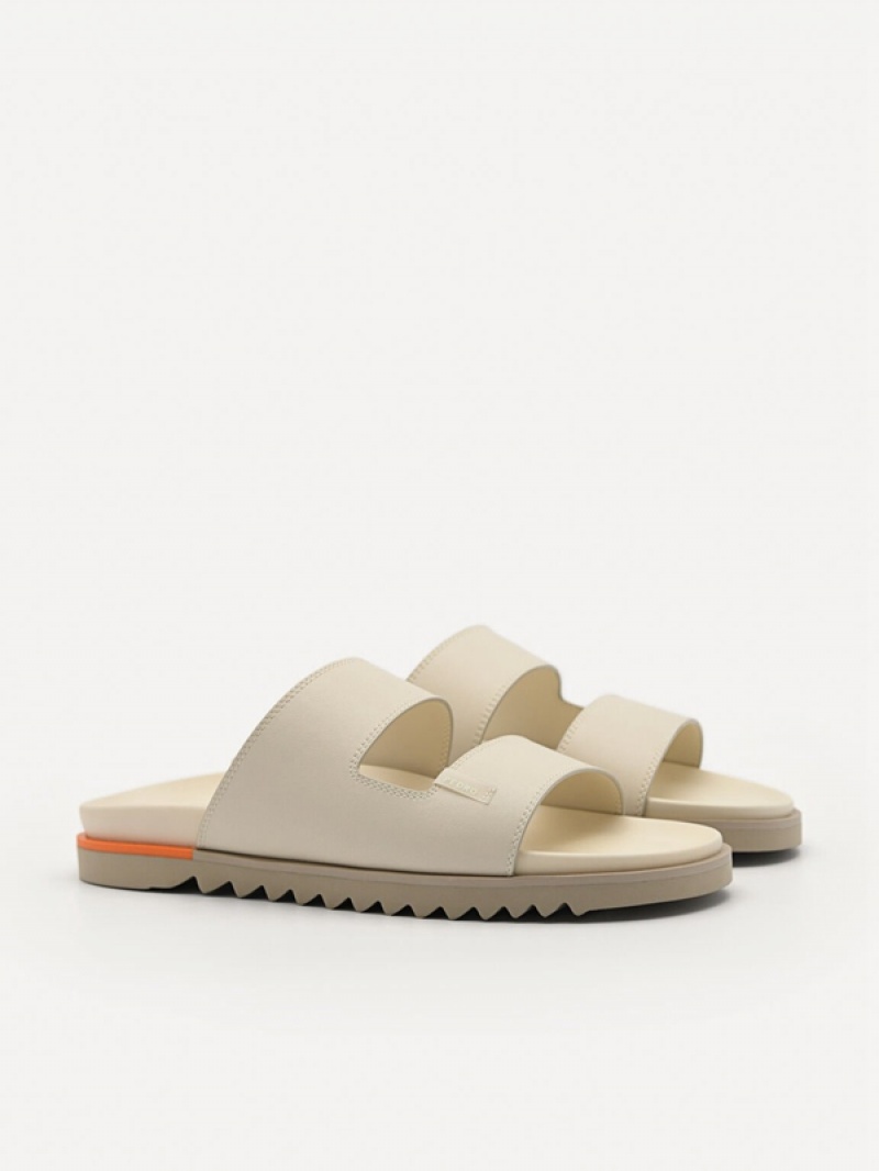 Beige Men's Pedro Owen Slides | ITVEKR-320