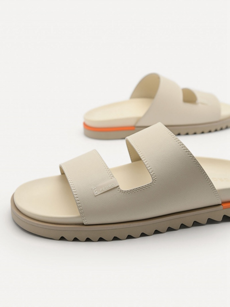 Beige Men's Pedro Owen Slides | ITVEKR-320