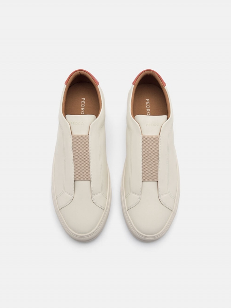 Beige Men's Pedro Ridge Slip-On Sneakers | AEPSBJ-259