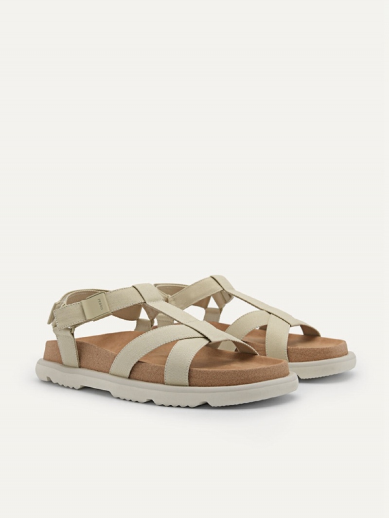 Beige Men's Pedro reCanvas Band Sandals | RFSAIY-906