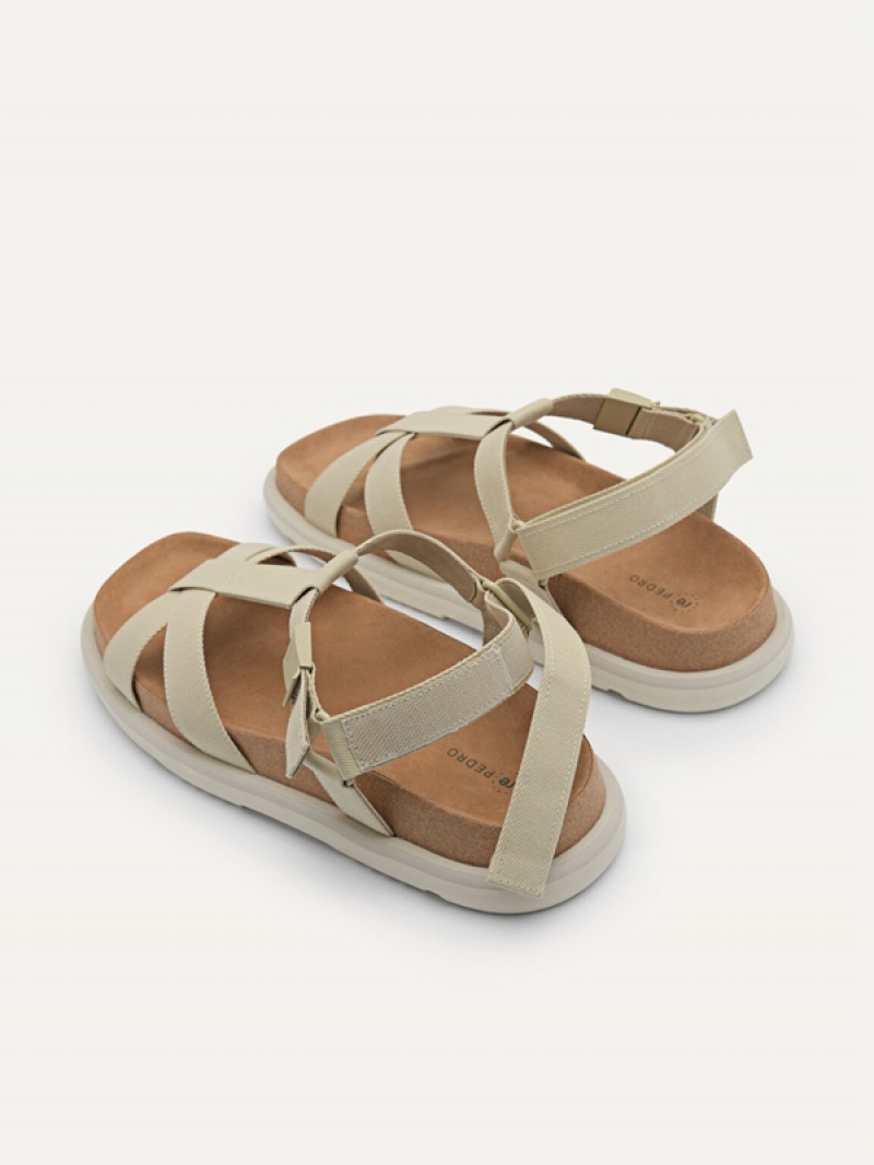 Beige Men's Pedro reCanvas Band Sandals | RFSAIY-906