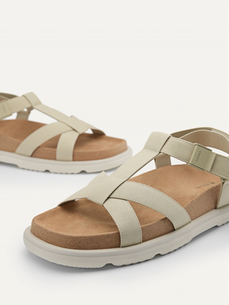 Beige Men's Pedro reCanvas Band Sandals | RFSAIY-906