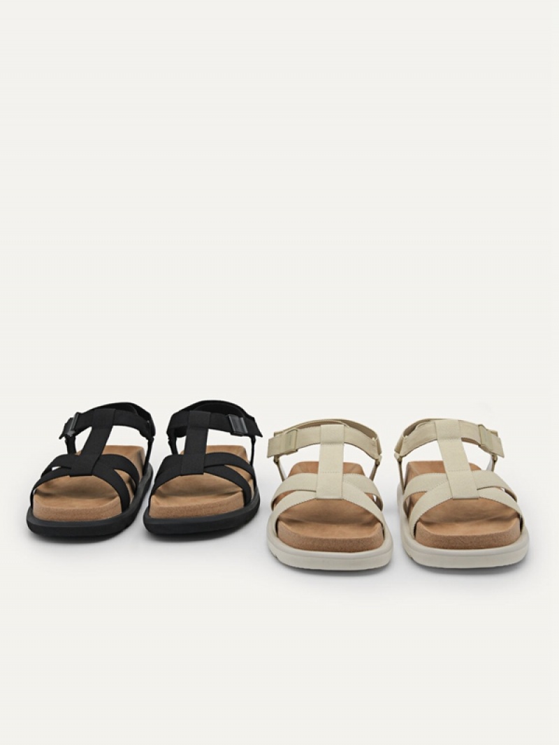 Beige Men's Pedro reCanvas Band Sandals | RFSAIY-906