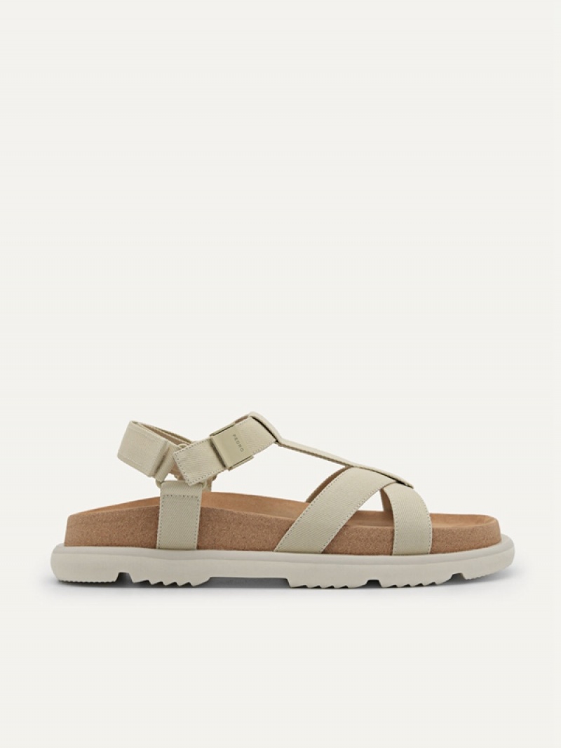 Beige Men\'s Pedro reCanvas Band Sandals | RFSAIY-906