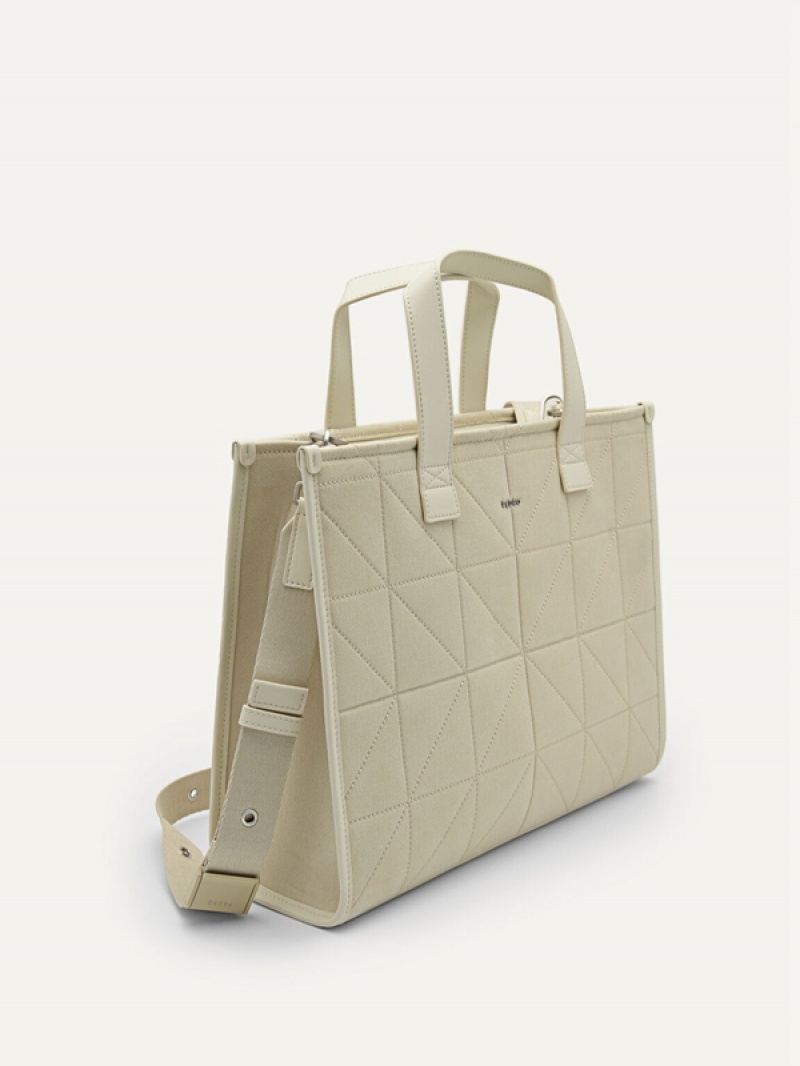 Beige Men's Pedro reCanvas Tote Bag | ZPNVFD-954